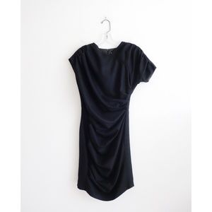 Ana Pires Black Wool Asymmetric Sheath Dress sz 6